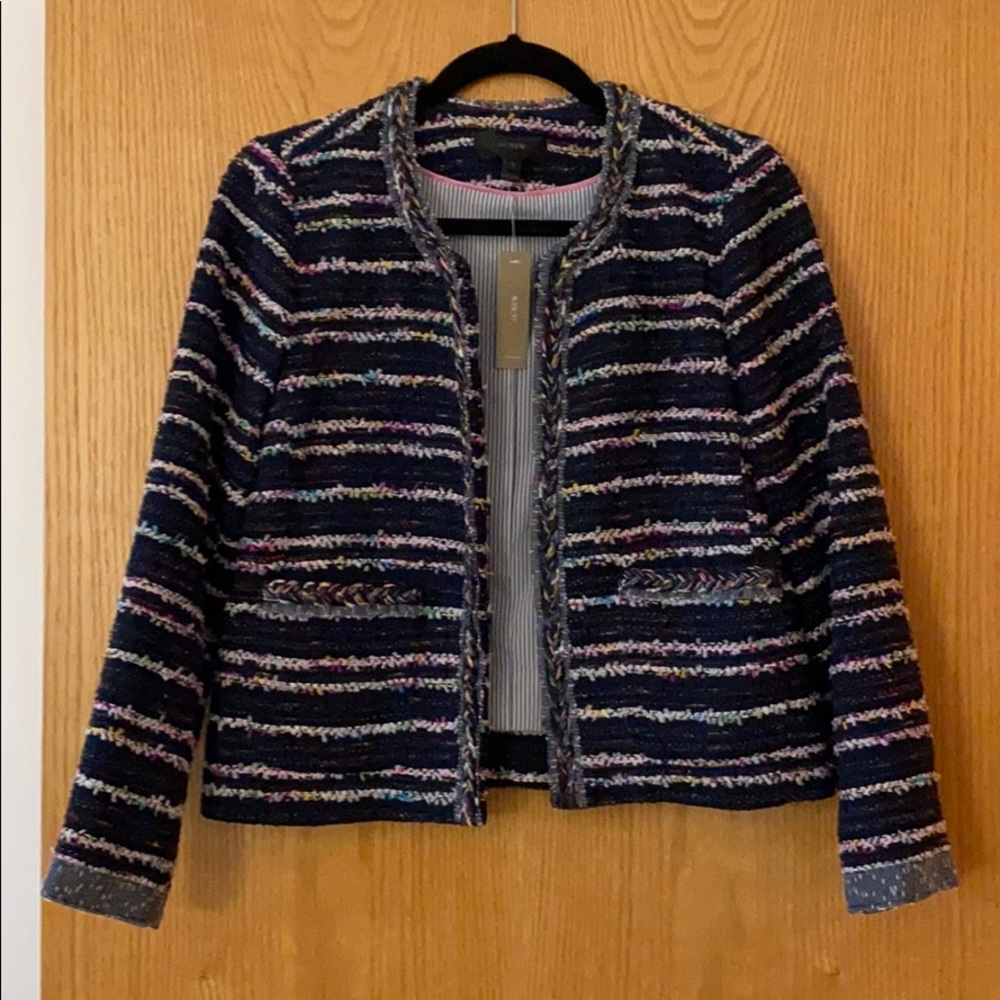 J. Crew Navy Tweed Blazer Jacket Size 6 NWT